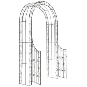 DÉCOSHOP26 Arche treillis de jardin avec portillon support pour plantes grimpantes metal bronze 10_0003945
