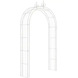 Arche à rosiers treillis plantes grimpantes 260x148 cm en métal blanc ... pas cher