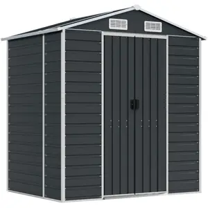 Helloshop26 Abri de jardin cabane cabanon maison de stockage remise extérieur hangar outils robuste 191 x 130 x 198 cm acier galvanisé anthracite 02_0022183 pas cher