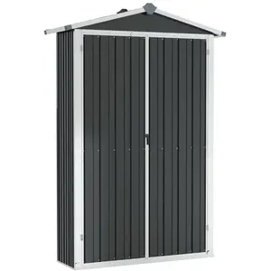 Helloshop26 Abri de jardin cabane cabanon maison de stockage remise extérieur hangar outils robuste 116 x 45 x 175 cm acier galvanisé anthracite 02_0022179 pas cher