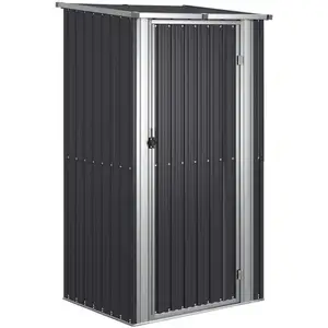 Helloshop26 Abri de jardin cabane cabanon maison de stockage remise extérieur hangar outils robuste 118,5 x 97 x 209,5 cm acier galvanisé anthracite 02_0022180
