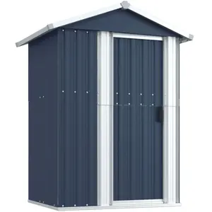 Helloshop26 Abri de jardin cabane cabanon maison de stockage remise extérieur hangar outils robuste 126 x 97,5 x 177 cm acier galvanisé anthracite 02_0022181 pas cher