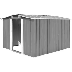 Helloshop26 Abri de jardin cabane cabanon maison de stockage remise extérieur hangar outils robuste 257 x 298 x 178 cm métal gris 02_0022163 pas cher