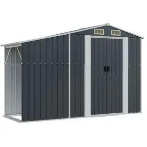 Helloshop26 Abri de jardin cabane cabanon maison de stockage remise extérieur hangar outils robuste 277 x 93 x 179 cm acier galvanisé anthracite 02_0022214 pas cher