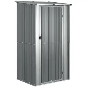 Helloshop26 Abri de jardin cabane cabanon maison de stockage remise extérieur hangar outils robuste 118,5 x 97 x 209,5 cm acier galvanisé gris 02_0022228 pas cher