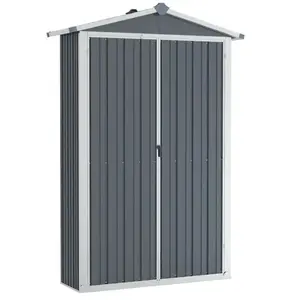 Helloshop26 Abri de jardin cabane cabanon maison de stockage remise extérieur hangar outils robuste 116 x 45 x 175 cm acier galvanisé gris 02_0022227 pas cher