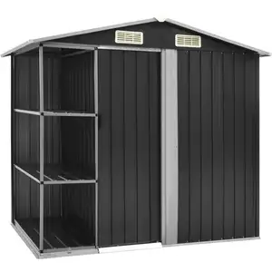 Helloshop26 Abri de jardin cabane cabanon maison de stockage remise extérieur hangar outils robuste avec étagère 205 x 130 x 183 cm Fer gris 02_0022222 pas cher
