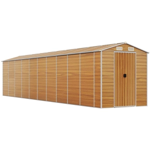 Helloshop26 Abri de jardin cabane cabanon maison de stockage remise extérieur hangar outils robuste clair 191 x 895 x 198 cm acier galvanisé marron 02_0022297