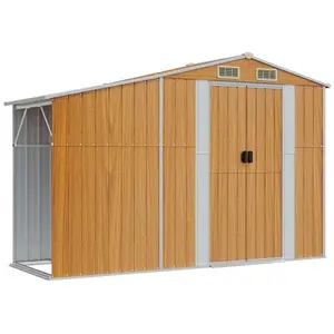 Helloshop26 Abri de jardin cabane cabanon maison de stockage remise extérieur hangar outils robuste 277 x 93 x 179 cm acier galvanisé marron 02_0022286 pas cher