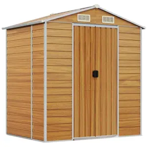 Helloshop26 Abri de jardin cabane cabanon maison de stockage remise extérieur hangar outils robuste clair 191 x 130 x 198 cm acier galvanisé marron 02_0022288 pas cher
