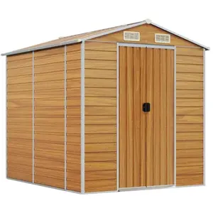 Helloshop26 Abri de jardin cabane cabanon maison de stockage remise extérieur hangar outils robuste clair 191 x 215 x 198 cm acier galvanisé marron 02_0022289 pas cher