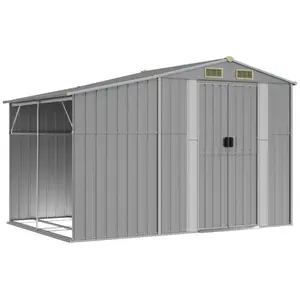 Helloshop26 Abri de jardin cabane cabanon maison de stockage remise extérieur hangar outils robuste 277 x 192,5 x 179 cm acier galvanisé gris 02_0022236 pas cher