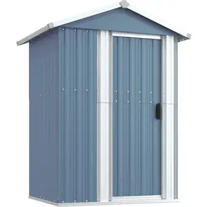 Helloshop26 Abri de jardin cabane cabanon maison de stockage remise extérieur hangar outils robuste 126 x 97,5 x 177 cm acier galvanisé gris 02_0022229 pas cher