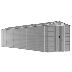 Helloshop26 Abri de jardin cabane cabanon maison de stockage remise extérieur hangar outils robuste clair 191 x 895 x 198 cm acier galvanisé gris 02_0022250 pas cher