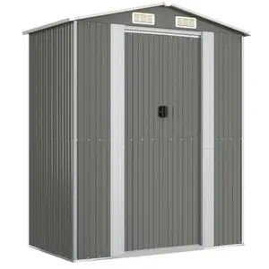 Helloshop26 Abri de jardin cabane cabanon maison de stockage remise extérieur hangar outils robuste clair 192 x 108 x 223 cm acier galvanisé gris 02_0022253 pas cher