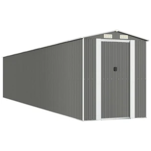 Helloshop26 Abri de jardin cabane cabanon maison de stockage remise extérieur hangar outils robuste clair 192 x 1021 x 223 cm acier galvanisé gris 02_0022252 pas cher