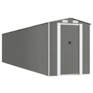 Helloshop26 Abri de jardin cabane cabanon maison de stockage remise extérieur hangar outils robuste clair 192 x 855 x 223 cm acier galvanisé gris 02_0022263 pas cher