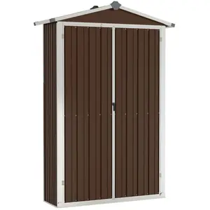 Helloshop26 Abri de jardin cabane cabanon maison de stockage remise extérieur hangar outils robuste 116 x 45 x 175 cm acier galvanisé marron 02_0022265 pas cher