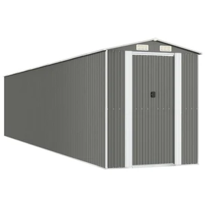 Helloshop26 Abri de jardin cabane cabanon maison de stockage remise extérieur hangar outils robuste clair 192 x 938 x 223 cm acier galvanisé gris 02_0022264 pas cher