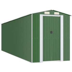 Helloshop26 Abri de jardin cabane cabanon maison de stockage remise extérieur hangar outils robuste 192 x 689 x 223 cm acier galvanisé vert 02_0022367