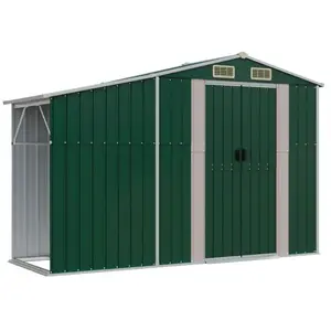 Helloshop26 Abri de jardin cabane cabanon maison de stockage remise extérieur hangar outils robuste 277 x 93 x 179 cm acier galvanisé vert 02_0022379 pas cher