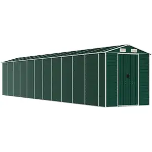 Helloshop26 Abri de jardin cabane cabanon maison de stockage remise extérieur hangar outils robuste 191 x 980 x 198 cm acier galvanisé vert 02_0022357 pas cher