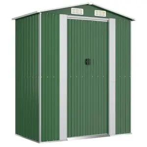 Helloshop26 Abri de jardin cabane cabanon maison de stockage remise extérieur hangar outils robuste 192 x 108 x 223 cm acier galvanisé vert 02_0022359 pas cher