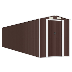 Helloshop26 Abri de jardin cabane cabanon maison de stockage remise extérieur hangar outils robuste foncé 192 x 1021 x 223 cm acier galvanisé marron 02_0022315 pas cher