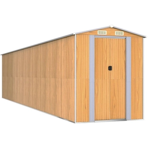 Helloshop26 Abri de jardin cabane cabanon maison de stockage remise extérieur hangar outils robuste clair 192 x 855 x 223 cm acier galvanisé marron 02_0022310