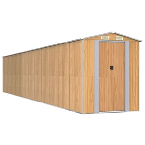 Helloshop26 Abri de jardin cabane cabanon maison de stockage remise extérieur hangar outils robuste clair 192 x 1021 x 223 cm acier galvanisé marron 02_0022299