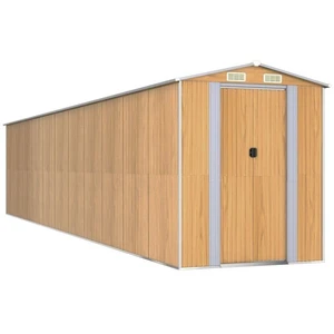 Helloshop26 Abri de jardin cabane cabanon maison de stockage remise extérieur hangar outils robuste clair 192 x 938 x 223 cm acier galvanisé marron 02_0022311