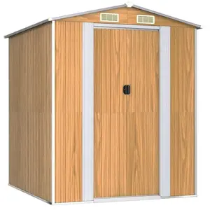 Helloshop26 Abri de jardin cabane cabanon maison de stockage remise extérieur hangar outils robuste clair 192 x 191 x 223 cm acier galvanisé marron 02_0022302 pas cher