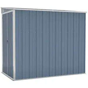 Helloshop26 Abri de jardin cabane cabanon maison de stockage remise extérieur hangar outils robuste mural 118 x 194 x 178 cm acier galvanisé gris 02_0022332 pas cher