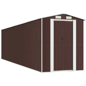 Helloshop26 Abri de jardin cabane cabanon maison de stockage remise extérieur hangar outils robuste foncé 192 x 772 x 223 cm acier galvanisé marron 02_0022324 pas cher
