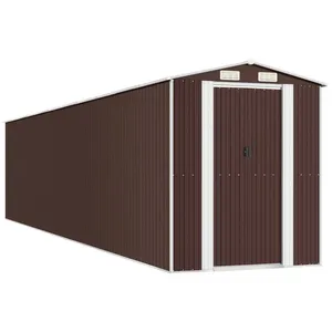 Helloshop26 Abri de jardin cabane cabanon maison de stockage remise extérieur hangar outils robuste foncé 192 x 938 x 223 cm acier galvanisé marron 02_0022326 pas cher