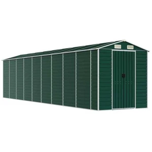 Helloshop26 Abri de jardin cabane cabanon maison de stockage remise extérieur hangar outils robuste 191 x 810 x 198 cm acier galvanisé vert 02_0022355 pas cher