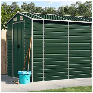 Helloshop26 Abri de jardin cabane cabanon maison de stockage remise extérieur hangar outils robuste 191 x 725 x 198 cm acier galvanisé vert 02_0022354 pas cher