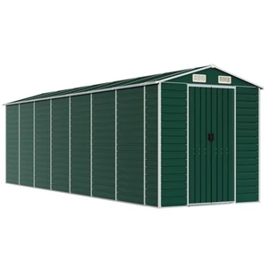 Helloshop26 Abri de jardin cabane cabanon maison de stockage remise extérieur hangar outils robuste 191 x 640 x 198 cm acier galvanisé vert 02_0022353 pas cher
