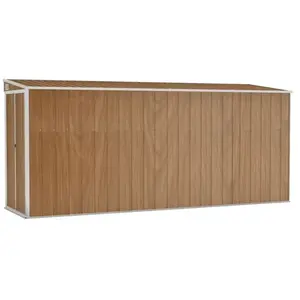 Helloshop26 Abri de jardin cabane cabanon maison de stockage remise extérieur hangar outils robuste mural 118 x 382 x 178 cm acier galvanisé marron 02_0022337 pas cher