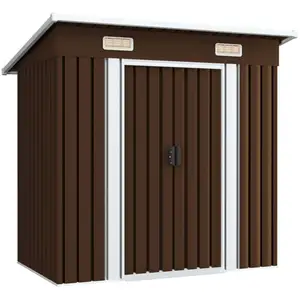 Helloshop26 Abri de jardin cabane cabanon maison de stockage remise extérieur hangar outils robuste 194 x 121 x 181 cm acier marron 02_0022385 pas cher