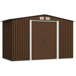 Helloshop26 Abri de jardin cabane cabanon maison de stockage remise extérieur hangar outils robuste 257 x 205 x 178 cm acier marron 02_0022387 pas cher