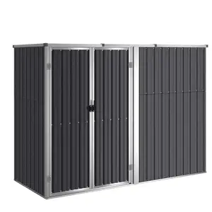 Helloshop26 Abri de jardin cabane cabanon maison de stockage remise extérieur hangar outils robuste 225 x 89 x 161cm acier galvanisé anthracite 02_0022410 pas cher