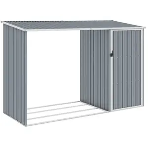 Comparateur de prix : Helloshop26 Abri à bois de jardin 245 x 98 x 159 cm acier galvanisé gris 02_0022397