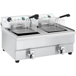 Comparateur de prix : HELLOSHOP26 Friteuse electrique de restaurant double professionnelle 2 x 3 200 watts 2 x 16 litres au total 2 x 12 litres d huile th