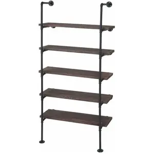 Decoshop26 etagere bibliotheque design industriel 165x80x28cm en bois marron et metal 04_0005394Vendu parrue-du-commerce