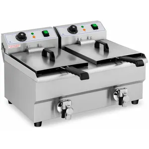 Comparateur de prix : Friteuse électrique professionnelle restaurant 2 x 10 litres robinets de vidange