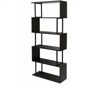 DÉCOSHOP26 Bibliothèque étagère autoportante meuble de rangement structure 3D 183x80cm 5 niveaux marron foncé métal noirVendu parrue-du-commerce