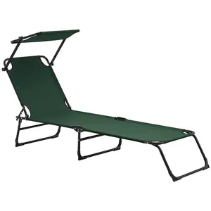 Comparateur de prix : Bain De Soleil Transat Chaise Longue Pliable Avec Pare-Soleil Acier Pv...