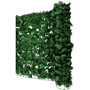 DÉCOSHOP26 Brise-vue clôture haie artificielle pour balcon revêtement de protection contre le vent pour balcon et terrasse 300x150cm feuille sombre pas cher