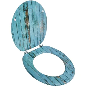Helloshop26 Siège de toilette abattant avec couvercle en MDF Design de vieux bois pas cher